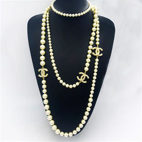 chanel 160 cm pearl necklace|chanel crochet necklace.